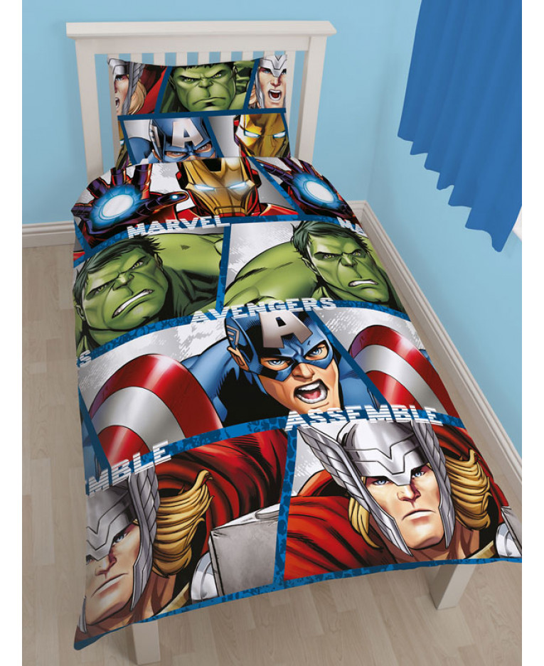 marvel avengers eenpersoons dekbedovertrek superhelden captain america hulk iron man en thor