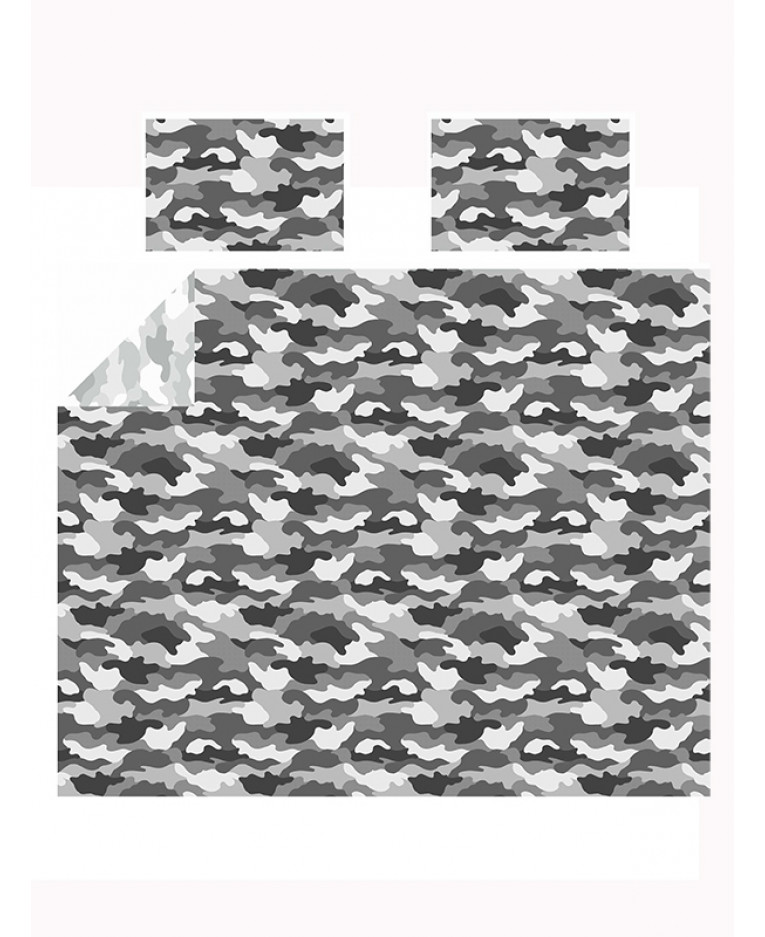 Camouflage-dekbedovertrek tweepersoons grijs