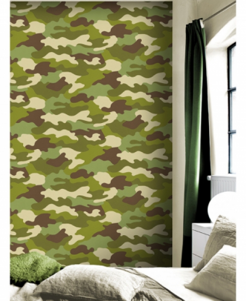 Camouflage Behang Groen